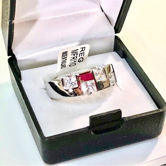 3/$40 VTG 70s Womens Ring Rhodium Plated Silver Clear Cubic Zirconia Stones 9.5 - Picture 6 of 12